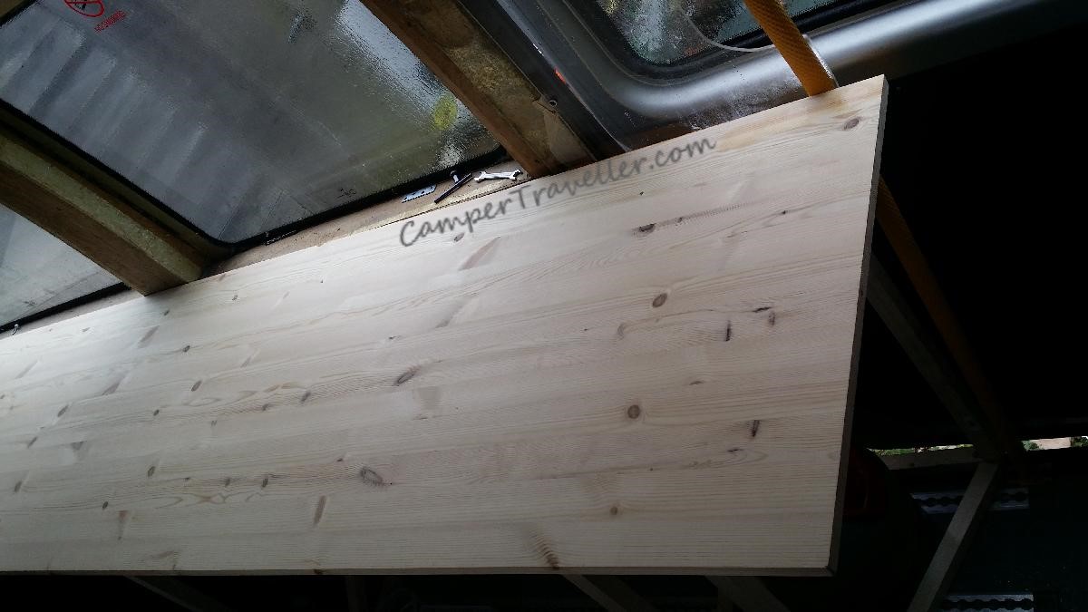 Pine wood kitchen table top before cut to the shape