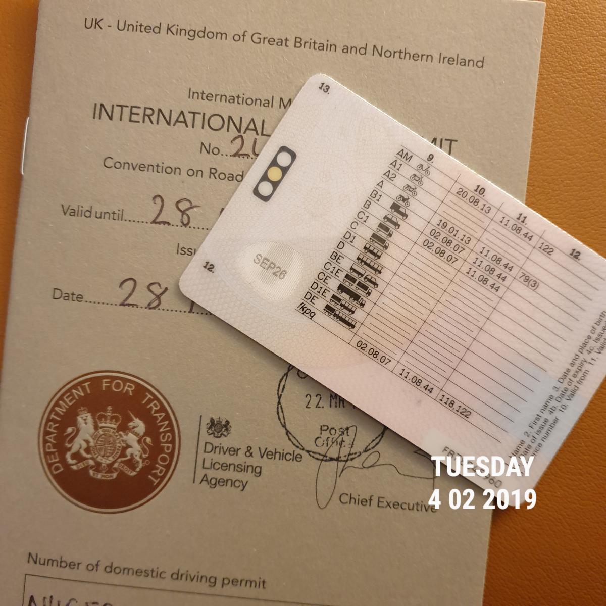 International motor driving permit post on 5 Apr 2019