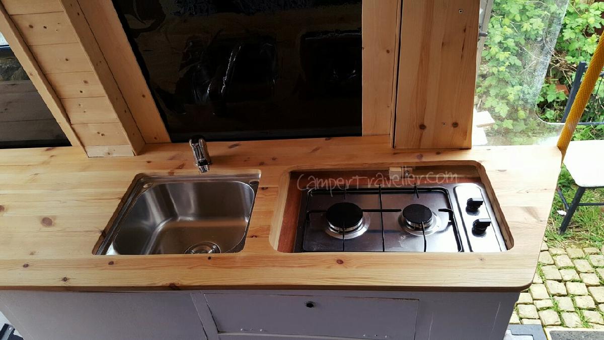 Kitchen sink and two hob gas cooker