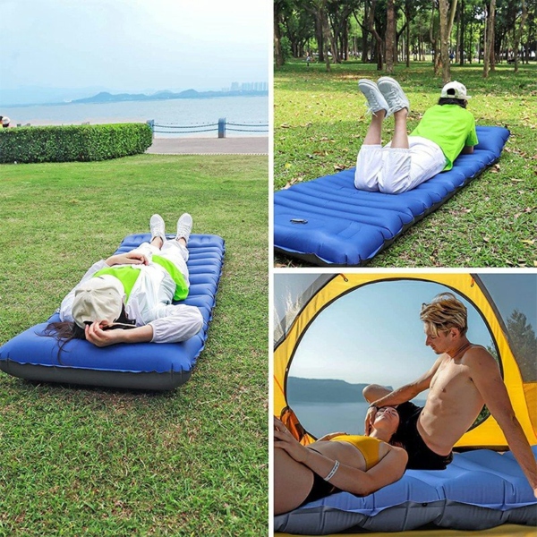 High Qaulity Thicken Inflating Camping Sleeping Mat with Pillow Ultralight Camping Mattress for Camping - Image 2